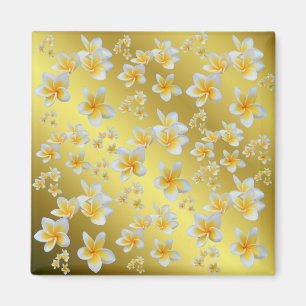 asian, yellow, white, bloom, bright, gold, floral magnet