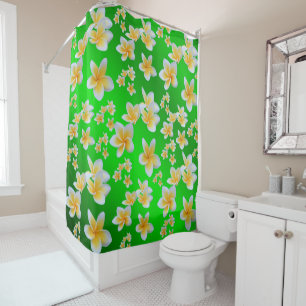asian, yellow, white, bloom, bright, gold, floral shower curtain