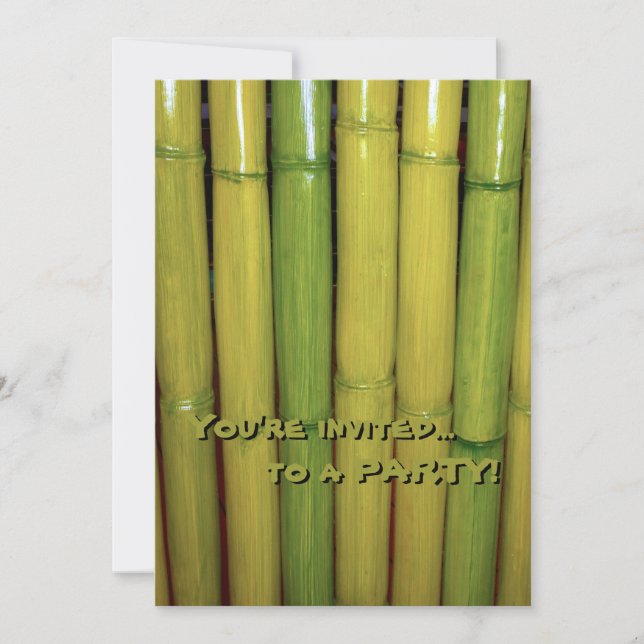 Asian Zen Green Bamboo Stalks Botanical Invitation (Front)