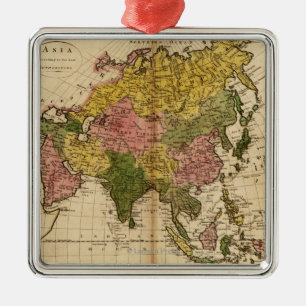 AsiaPanoramic MapAsia 3 Metal Tree Decoration