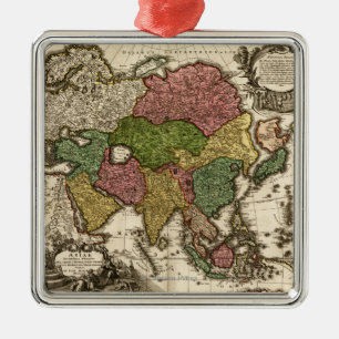 AsiaPanoramic MapAsia 5 Metal Tree Decoration