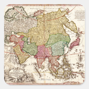 AsiaPanoramic MapAsia 6 Square Sticker