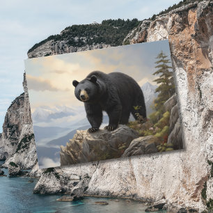 Asiatic black bear on mountain top postcard