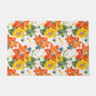 Asiatic lilies tulips morning glories pattern doormat