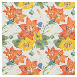Asiatic lilies tulips morning glories pattern fabric