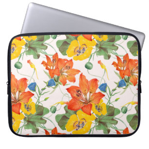 Asiatic lilies tulips morning glories pattern laptop sleeve