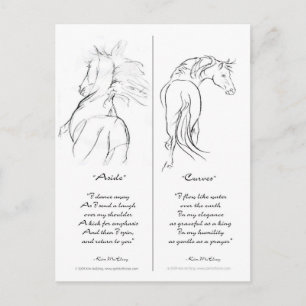 "Aside" & "Curves" Horse bookmark Postcard