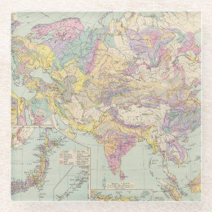 Asien u Europa - Atlas Map of Asia and Europe Glass Coaster
