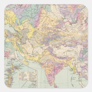 Asien u Europa - Atlas Map of Asia and Europe Square Sticker