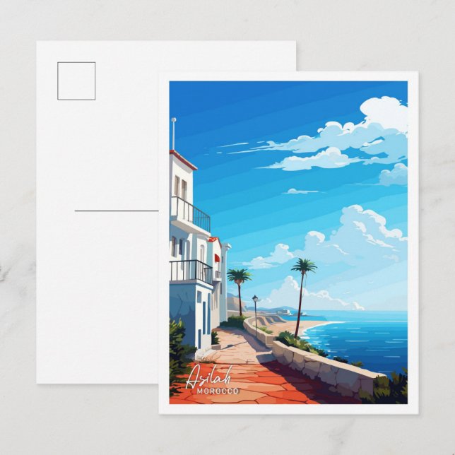 Asilah Morocco Art Travel Vintage illustration Postcard (Front/Back)