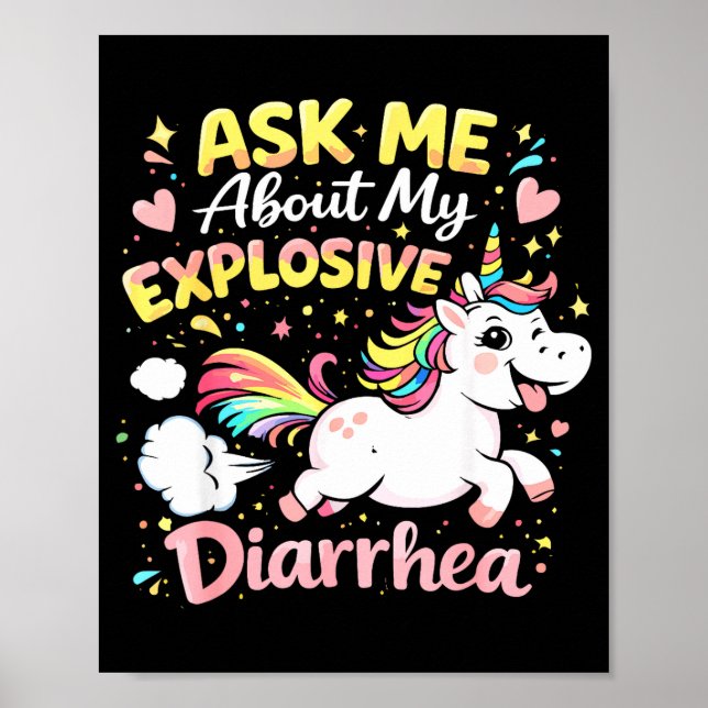 Ask about explosive diarrhea funny poop meme poster (Front)