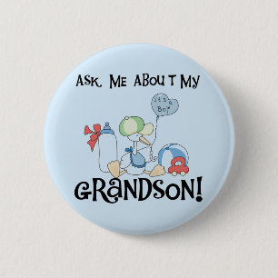 Ask About My Grandson Tshirts and Gifts 6 Cm Round Badge