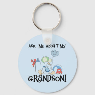 Ask About My Grandson Tshirts and Gifts Key Ring