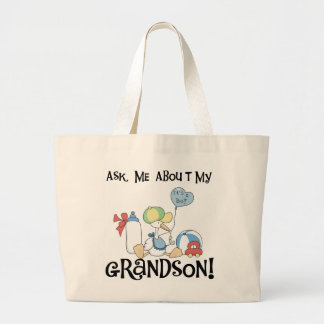 Ask About My Grandson Tshirts and Gifts Large Tote Bag