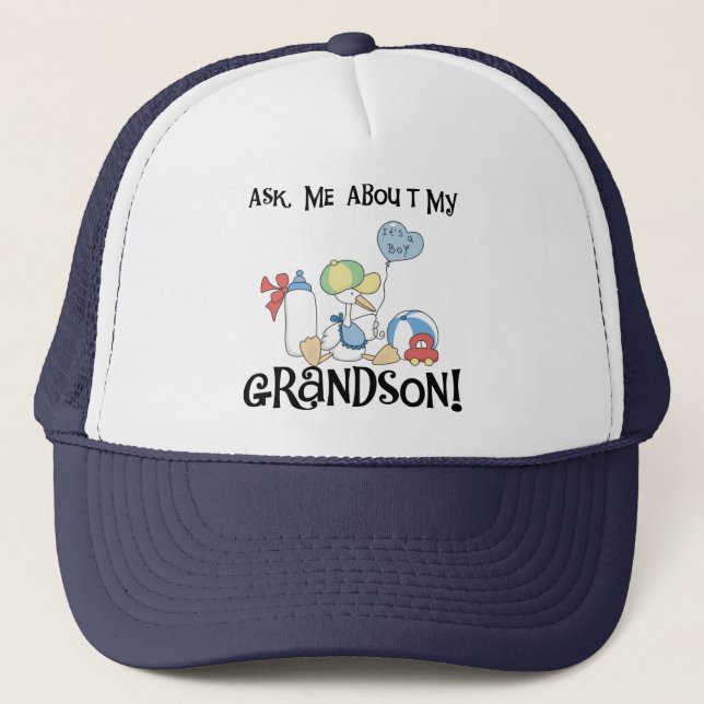Ask About My Grandson Tshirts and Gifts Trucker Hat (Front)