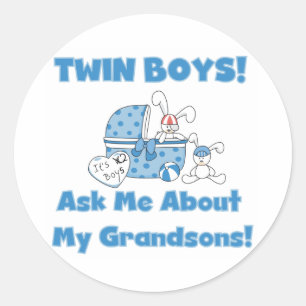 Ask About My Twin Grandsons Classic Round Sticker