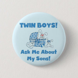 Ask About My Twin Sons Tshirts and Gifts 6 Cm Round Badge
