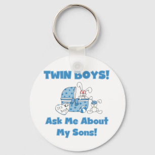 Ask About My Twin Sons Tshirts and Gifts Key Ring