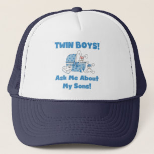 Ask About My Twin Sons Tshirts and Gifts Trucker Hat