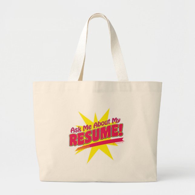 Ask About Resume Job Hunter Logo Large Tote Bag (Front)