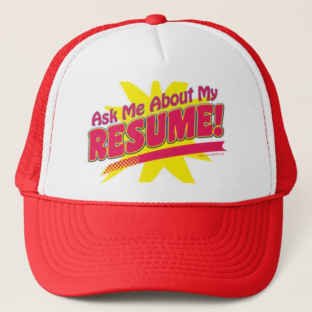Ask About Resume Job Hunter Logo Trucker Hat (Front)