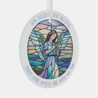 Ask, Believe, Receive Angel | Lilac, Aqua Stained Glass Tree Decoration