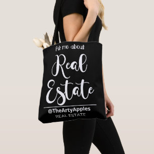 ask e about real estate agent business promo tote bag