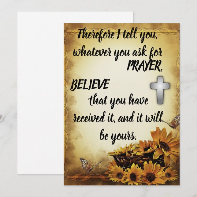 Ask for In Prayer Scripture Flat Greeting Card  (Front/Back)