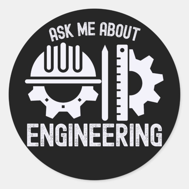 Ask Me About Engineering Classic Round Sticker (Front)