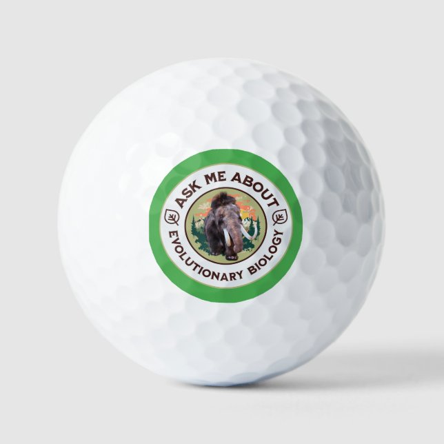 Ask Me About Evolutionary Biology Woolly Mammoth Golf Balls (Front)