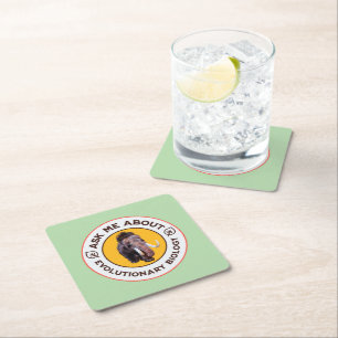 Ask Me About Evolutionary Biology Woolly Mammoth Square Paper Coaster