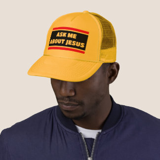 Ask Me About Jesus Evangelism Trucker Hat