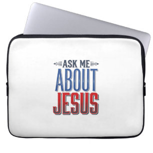 Ask Me About Jesus Vintage Christian Shirt Design Laptop Sleeve