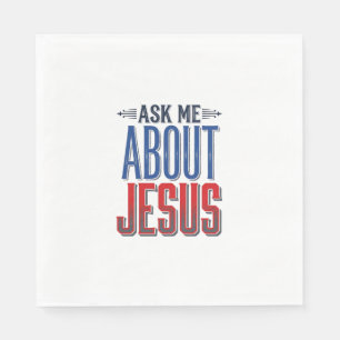 Ask Me About Jesus Vintage Christian Shirt Design  Napkin