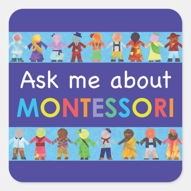 Ask me about MONTESSORI Square Sticker (Front)