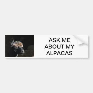 ASK ME ABOUT MY ALPACAS BUMPER STICKER
