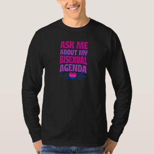 Ask Me About My Bisexual Agenda Heart Bi Pride Aes T-Shirt