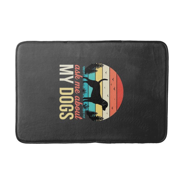 Ask Me About My Dogs Retro Sunset_1 Bath Mat (Front)