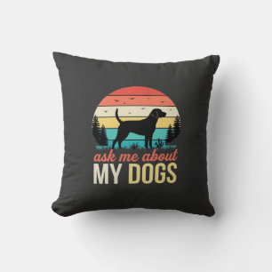 Ask Me About My Dogs Retro Sunset_1 Cushion
