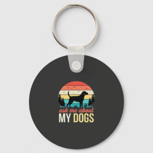 Ask Me About My Dogs Retro Sunset_1 Key Ring