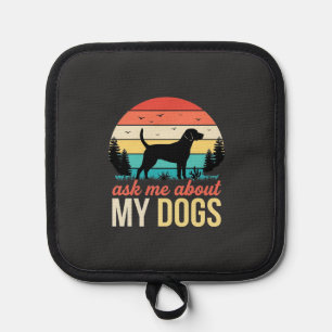 Ask Me About My Dogs Retro Sunset_1 Pot Holder