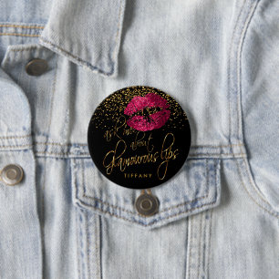 Ask Me About my Glamourous Lips- Hot Pink 7.5 Cm Round Badge