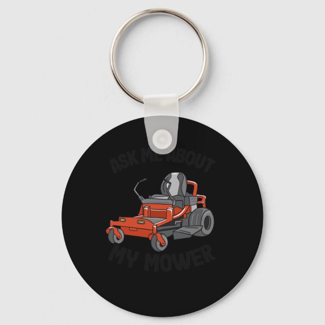Ask Me About My Mower Lawn Mowing Funny Gardening  Key Ring (Front)