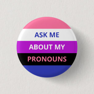 Ask Me About My Pronouns Genderfluid Flag Badge