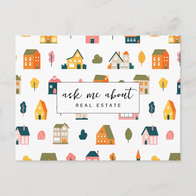 Ask Me About Real Estate Houses Promotional  Postcard (Front)