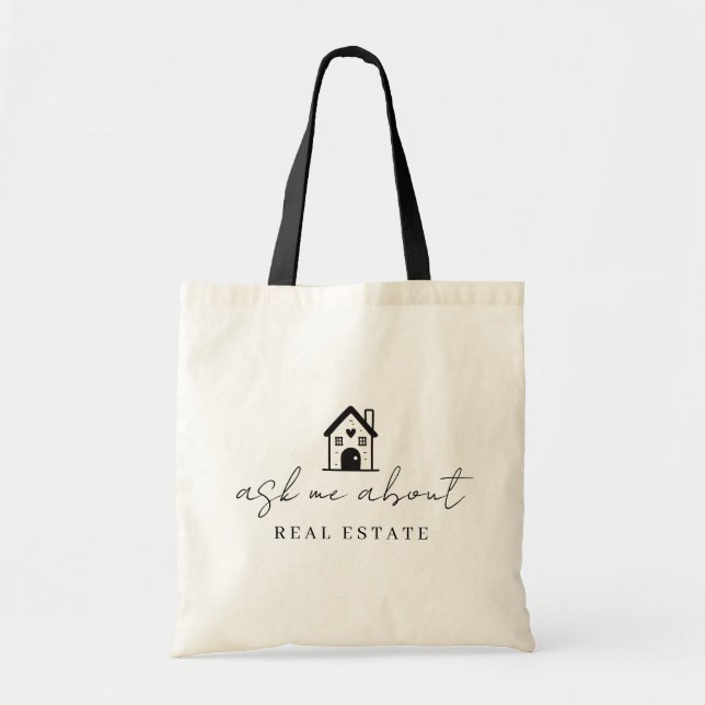 Ask Me About Real Estate Promotional  Tote Bag (Front)