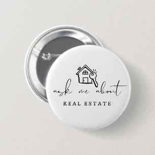 Ask Me About Real Estate Realtor Promo 6 Cm Round Badge