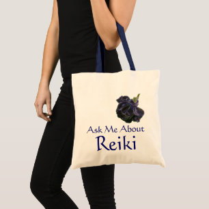 Ask Me About Reiki Purple Rose Tote Bag