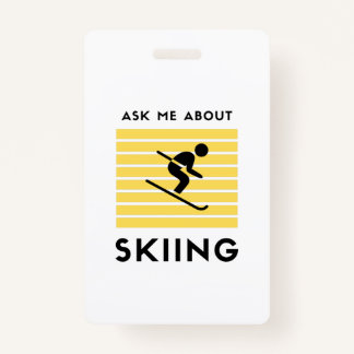 Ask me about skiing winter sport ID badge