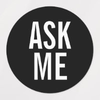 Ask Me | Black Volunteer Badge Labels